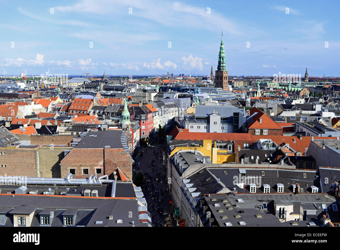 View of Copenhagen from observatory on top of Rundetaarn, or the round tower, 17th century tower and observatory, the oldest fun Stock Photo