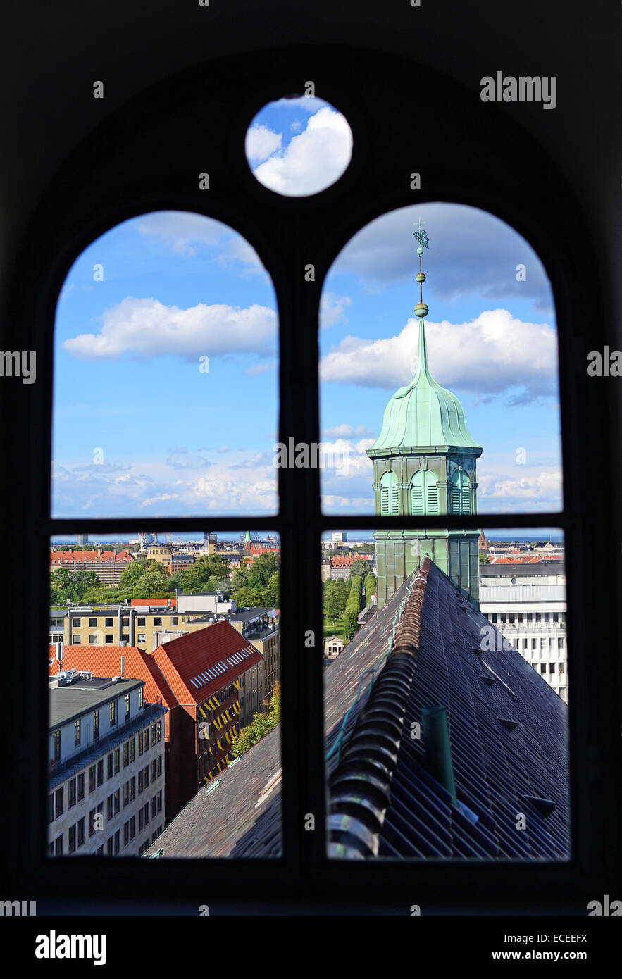 Rundetaarn, or the round tower, 17th century tower and observatory, the oldest functioning observatory in Europe, Copenhagen, De Stock Photo