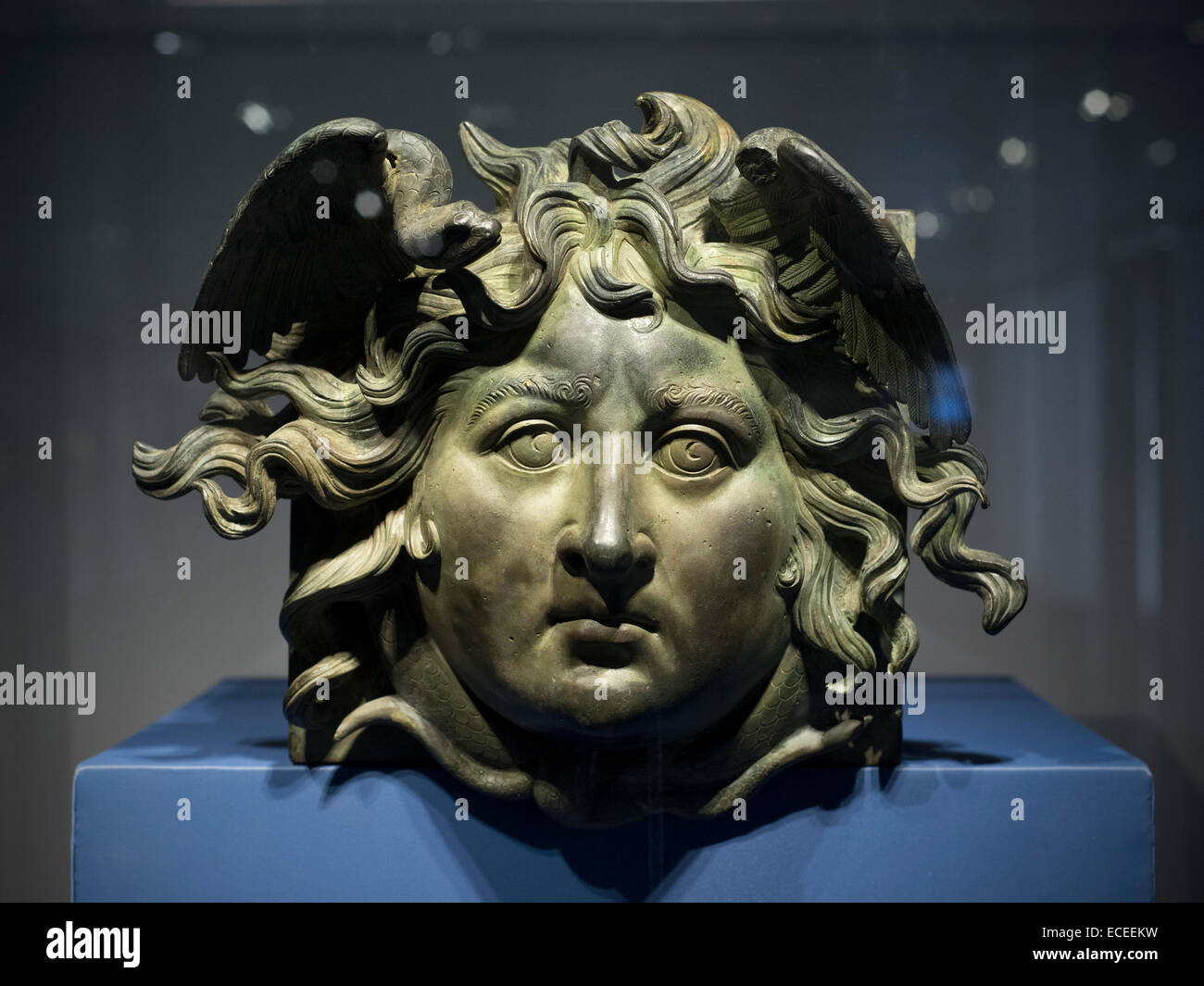 Rome. Italy. Museo Nazionale Romano. Palazzo Massimo alle Terme. Bronze decorative head of Medusa from Caligula's ship Stock Photo