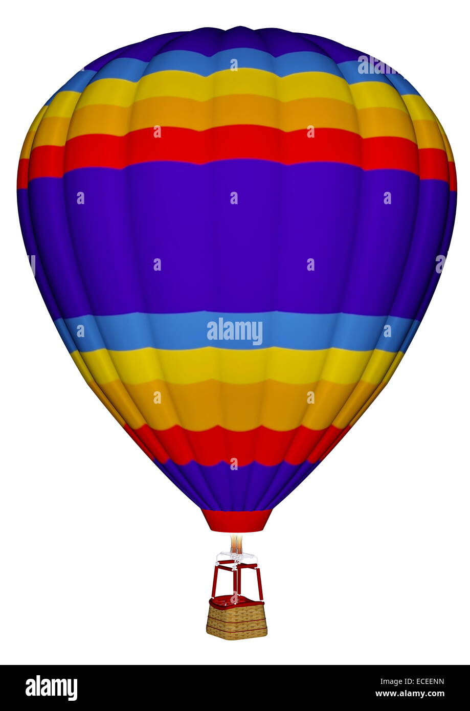 Colorful hot air balloon isolated in white background - 3D render Stock ...