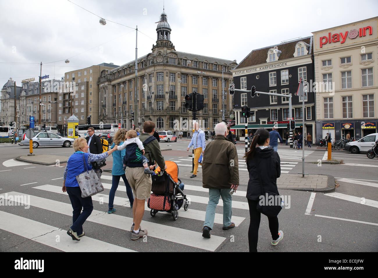 amsterdam people crossing road outdoor Stock Photo