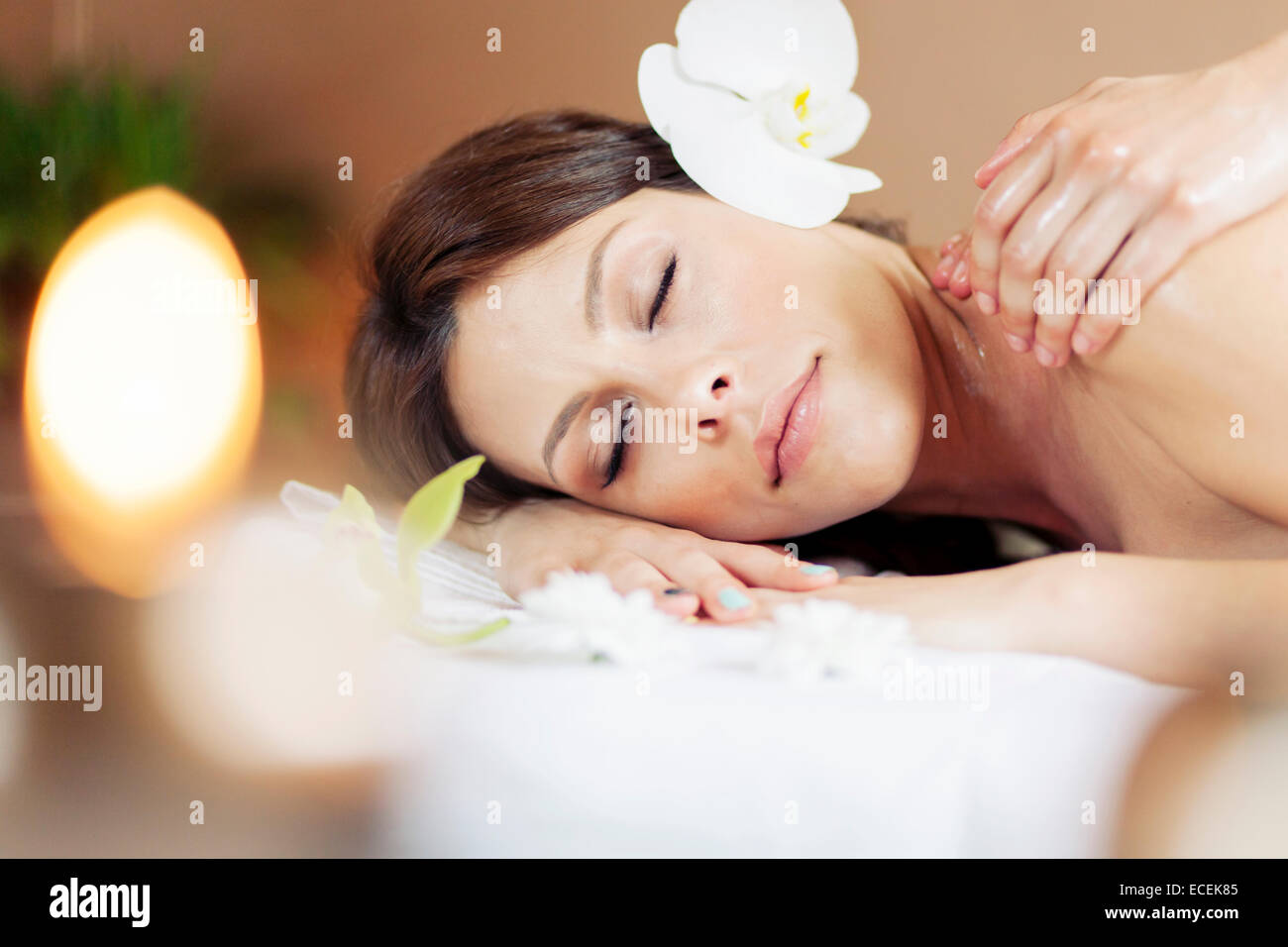 Pretty young women having a massage Stock Photo Alamy