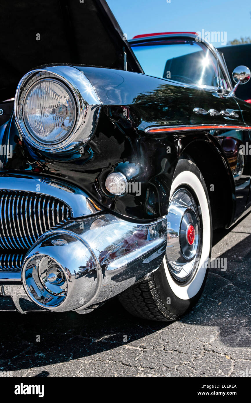 1957 Black Buick Series 75 Sedan Convertible car on display at a vintage vehicle show in S. Florida Stock Photo