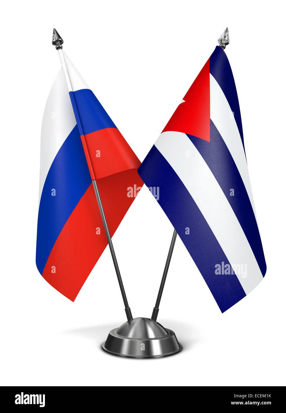 Russia and Cuba - Miniature Flags. Stock Photo