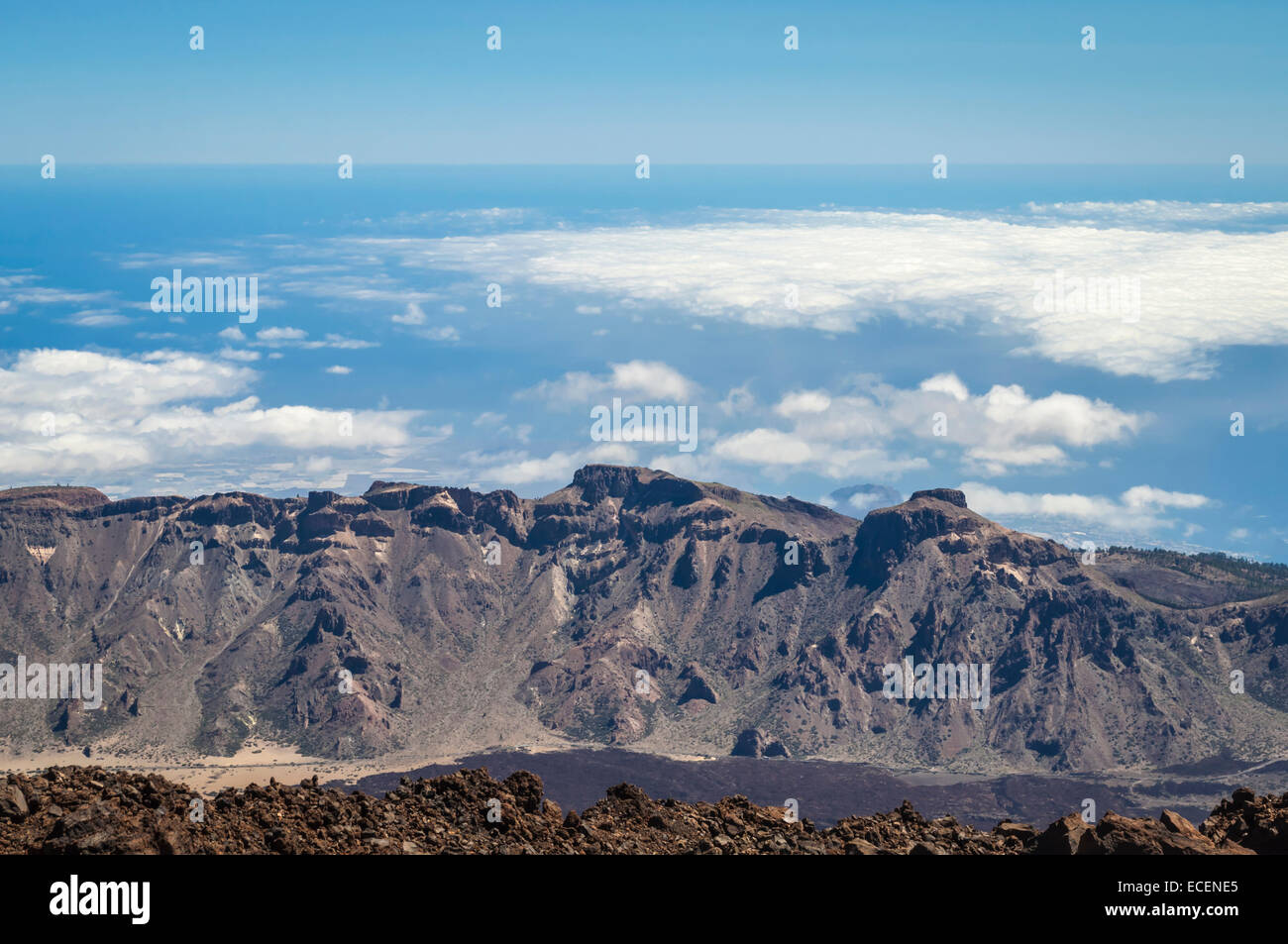 The end of the world. View fron Teide volcano. Stock Photo