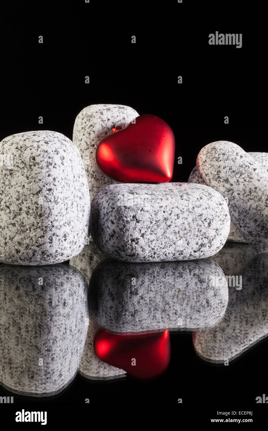 Granite stones and love symbol Stock Photo