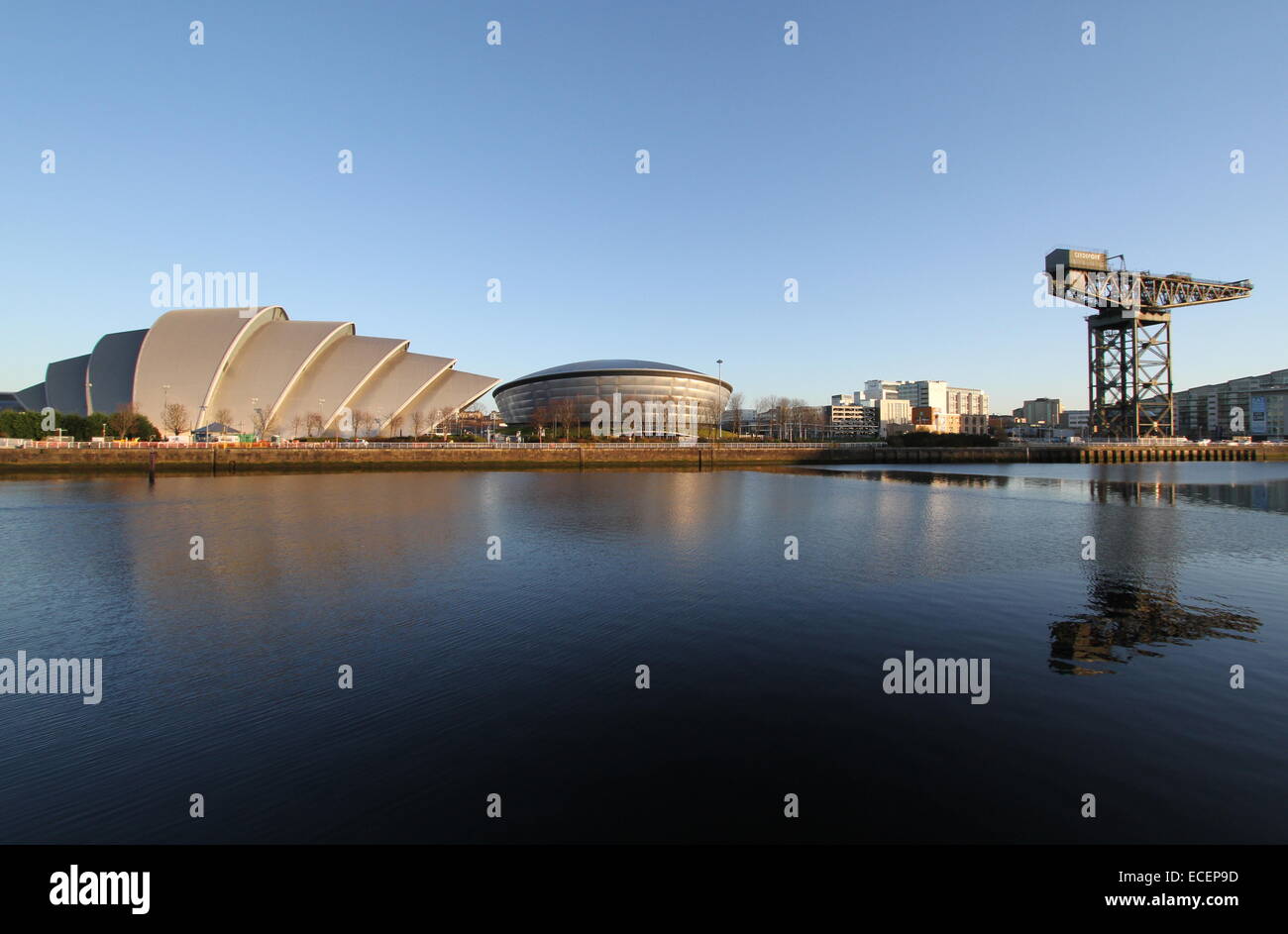 Armadillo, The Hydro and Finnieston Crane Glasgow Scotland  December 2014 Stock Photo