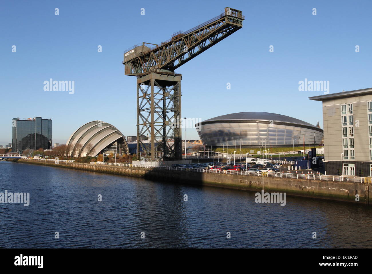 Armadillo, The Hydro and Finnieston Crane Glasgow Scotland  December 2014 Stock Photo