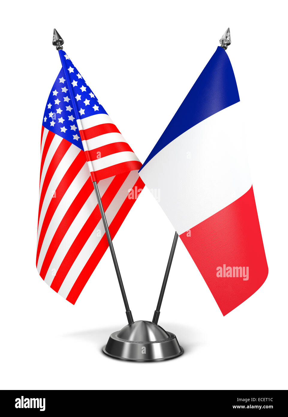 USA and France - Miniature Flags. Stock Photo