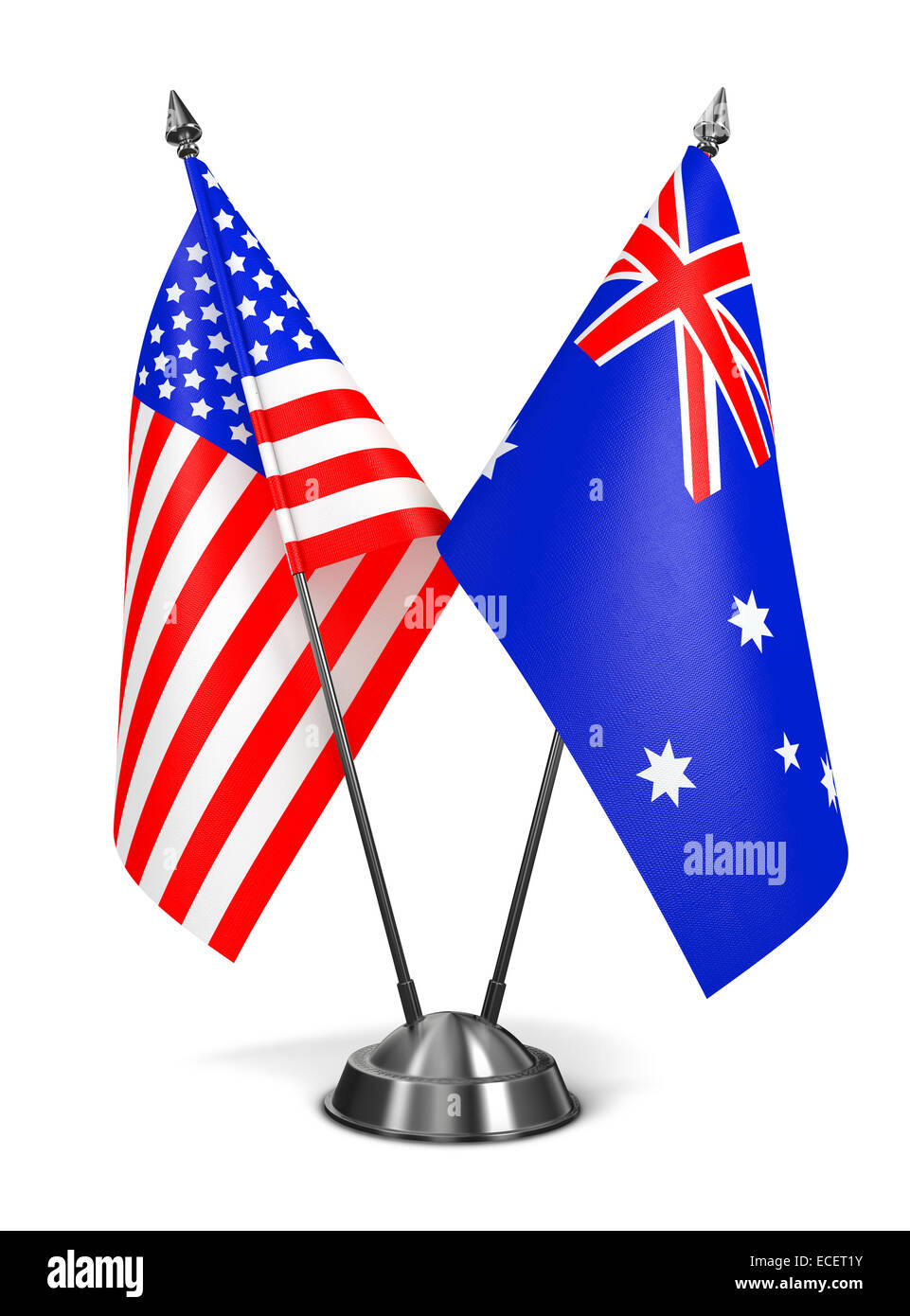 USA and Australia - Miniature Flags. Stock Photo