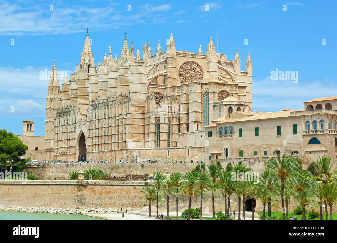 Side view of Palma de Majorca Cathedral, Balearic Islands, Spain. Stock Photo