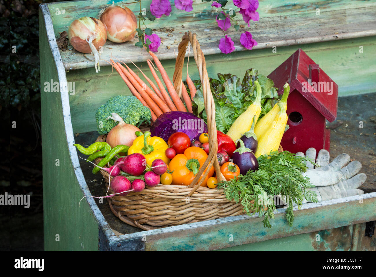 Fresh produce in a basket Stock Photo