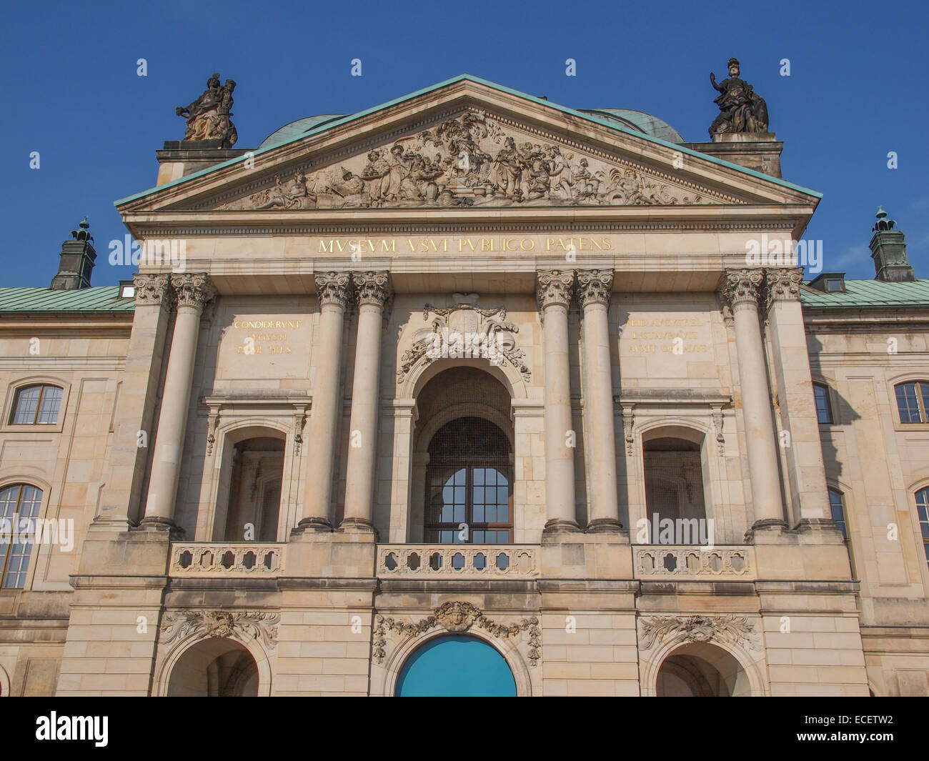 Japanisches Palais meaning Japanese Palace baroque building on the Neustadt bank of the river Elbe built in 1715 in Dresden Germ Stock Photo