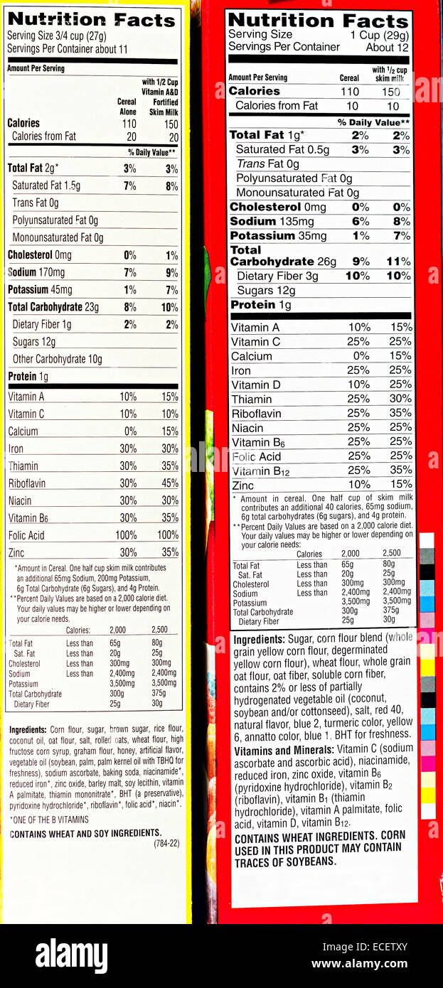 Nutrition information cereal hires stock photography and images Alamy