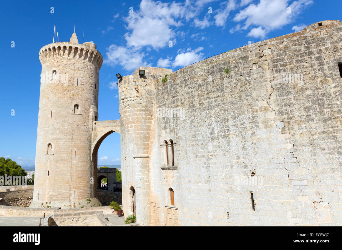 Medieval castle Bellver in Palma de Mallorca, Spain Stock Photo