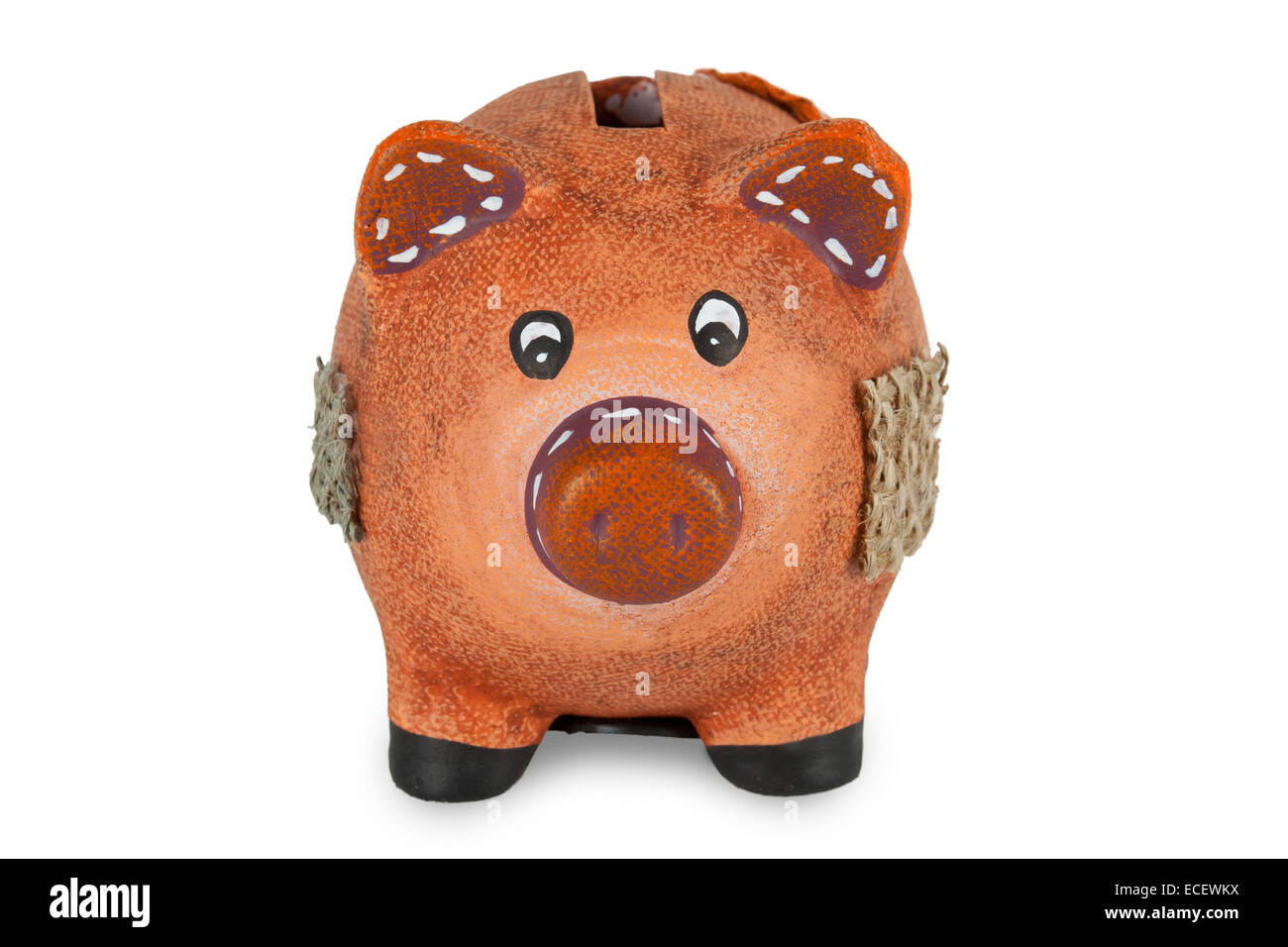 Small clay piggy bank isolated on white background Stock Photo - Alamy