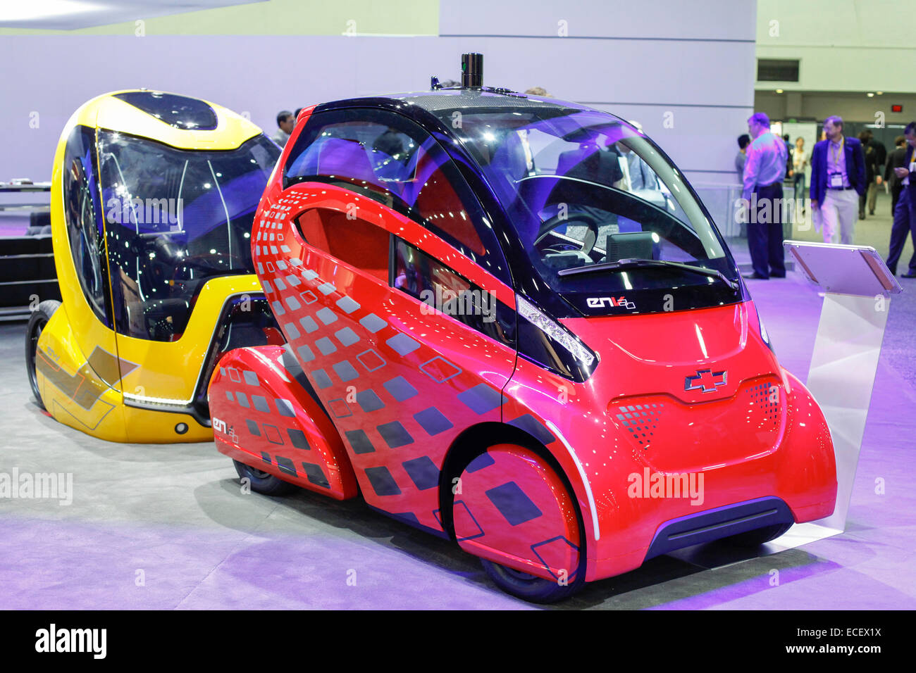 Detroit, Michigan -  The Chevrolet EN-V 2.0 Concept Vehicle (front) on display at the Intelligent Transport Systems World Congre Stock Photo