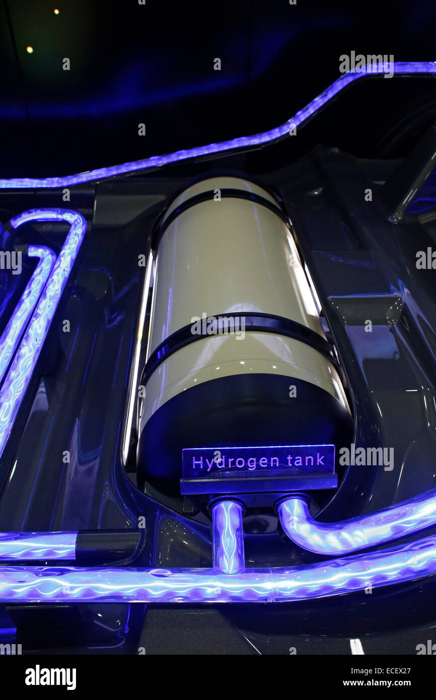 Detroit, Michigan -  The hydrogen fuel tank for the Toyota FCV hydrogen fuel cell concept vehicle, on display at the Intelligent Stock Photo