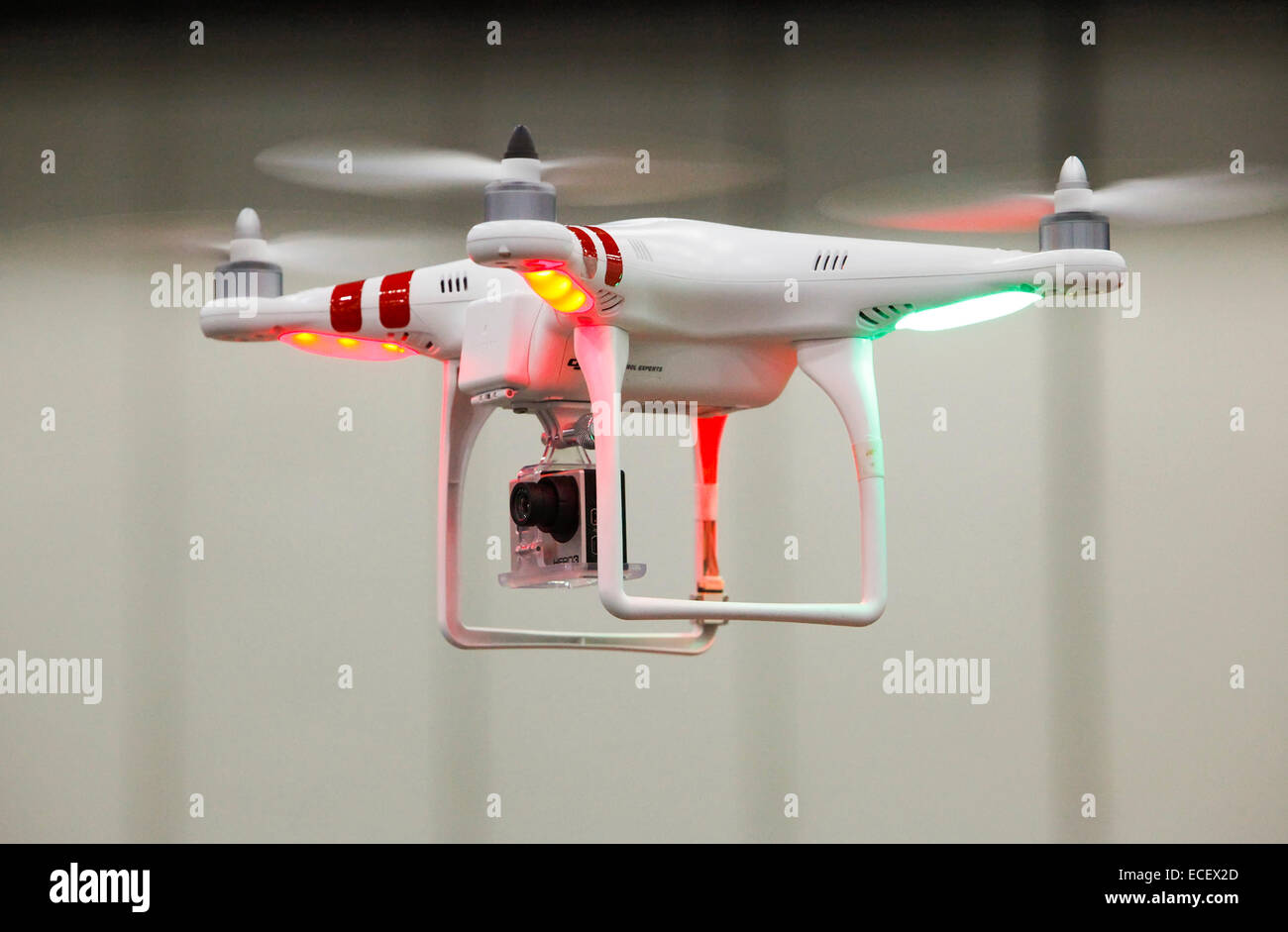 Detroit, Michigan - An unmanned aerial vehicle (drone), equipped with a camera. Stock Photo