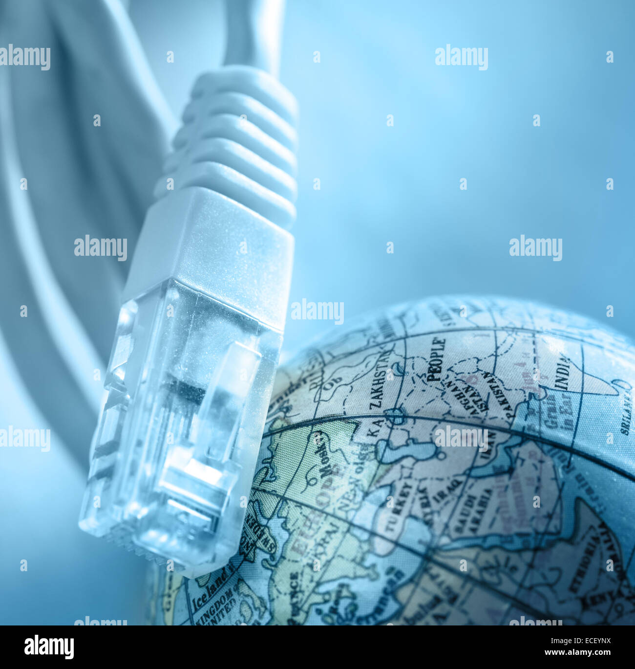 cable for computer and globe Stock Photo Alamy