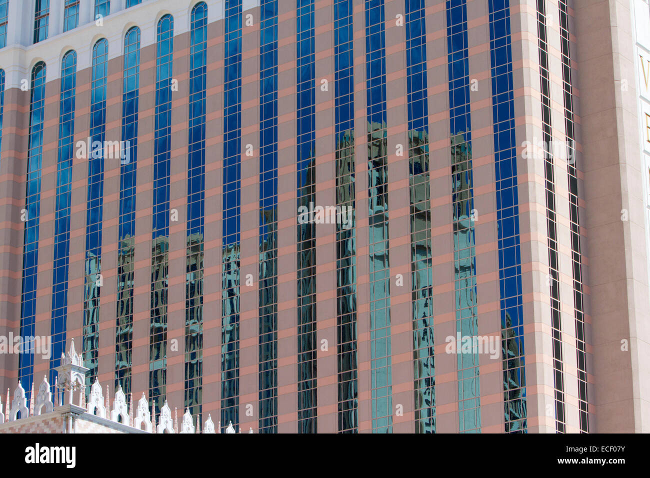 Reflections in windows of the Venetian Resort Hotel Casino along Las Vegas Strip, Nevada, USA in July Stock Photo
