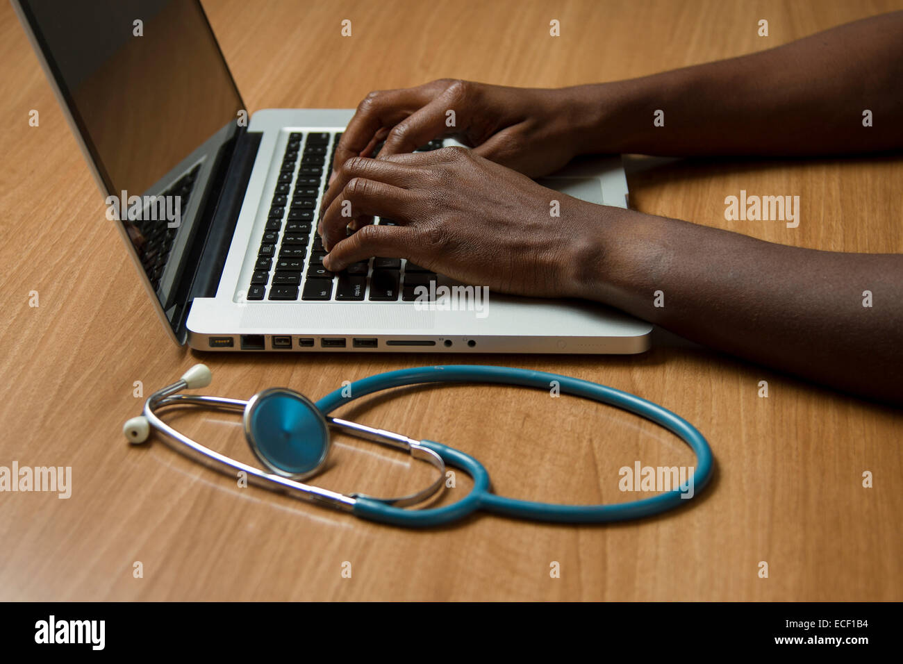 Stethoscope and laptop computer. Stock Photo