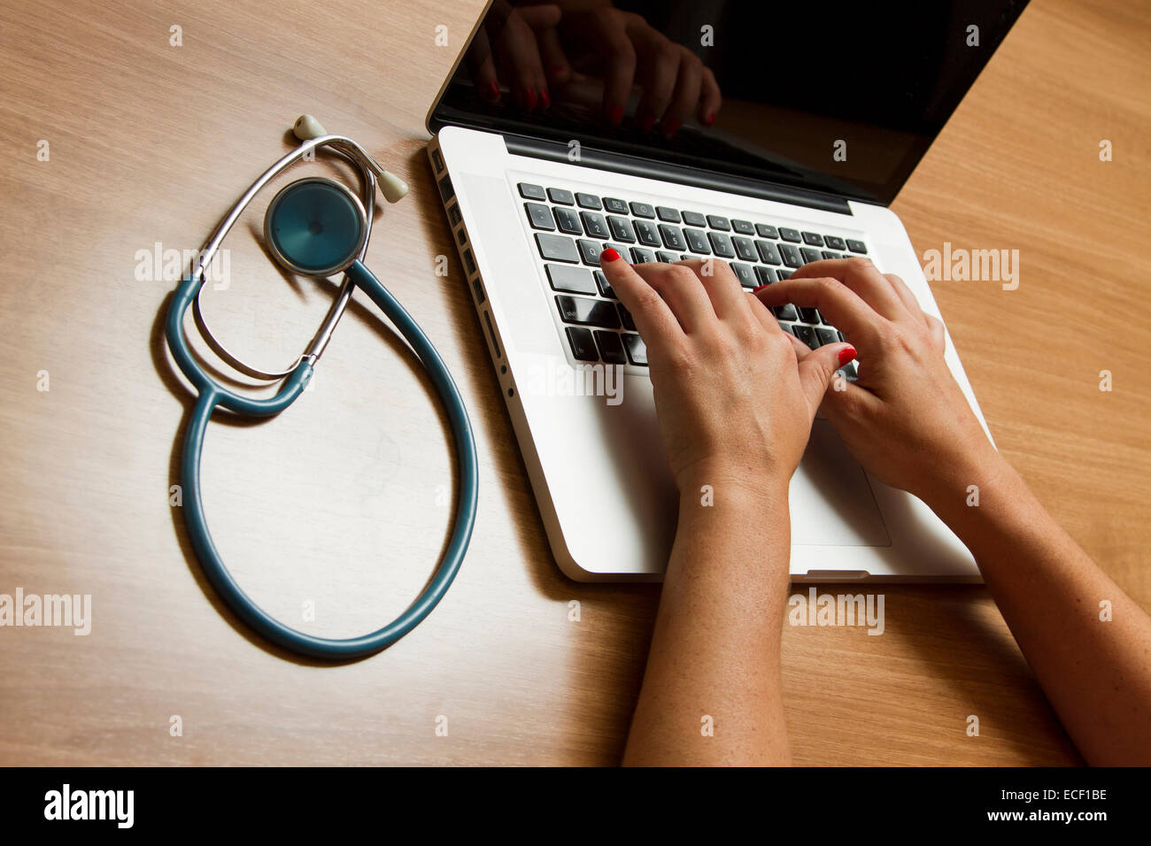 Stethoscope and laptop computer. Stock Photo