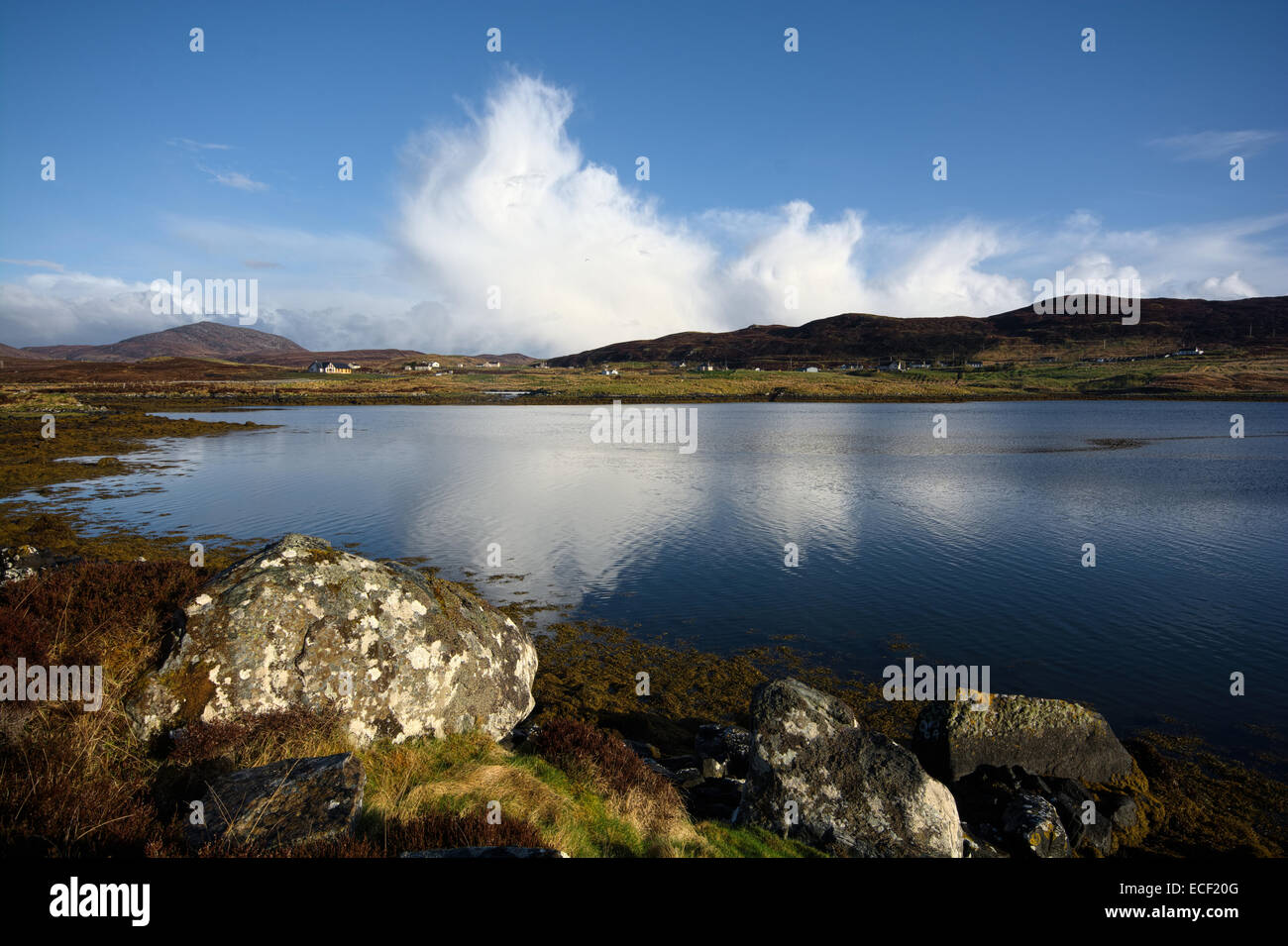 Loch Eireasort overlooking Balallan on the Isle of Harris in the Outer ...