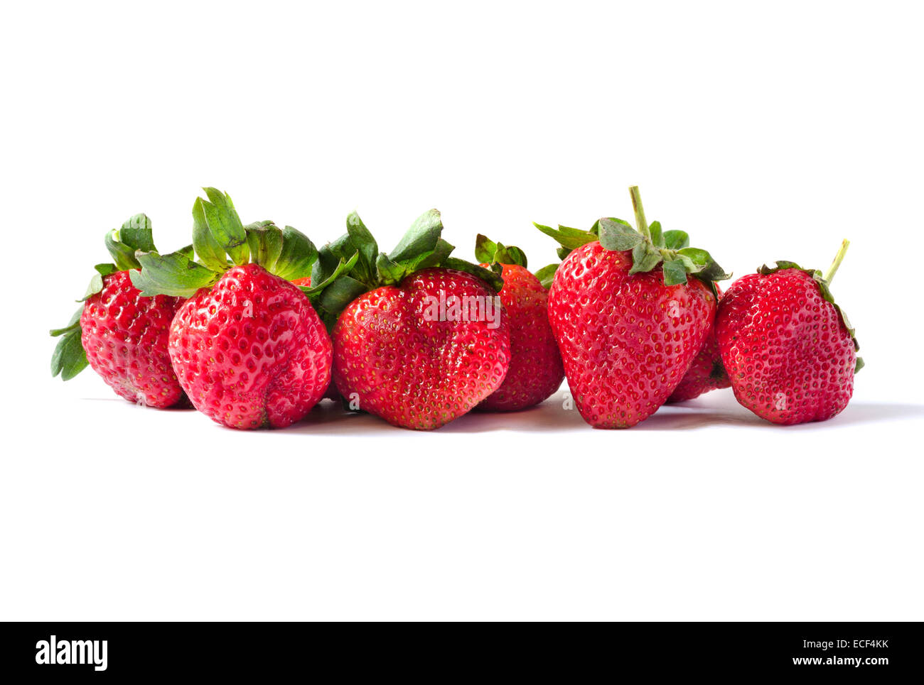 Fresh red ripe strawberries isolated on white background Stock Photo ...