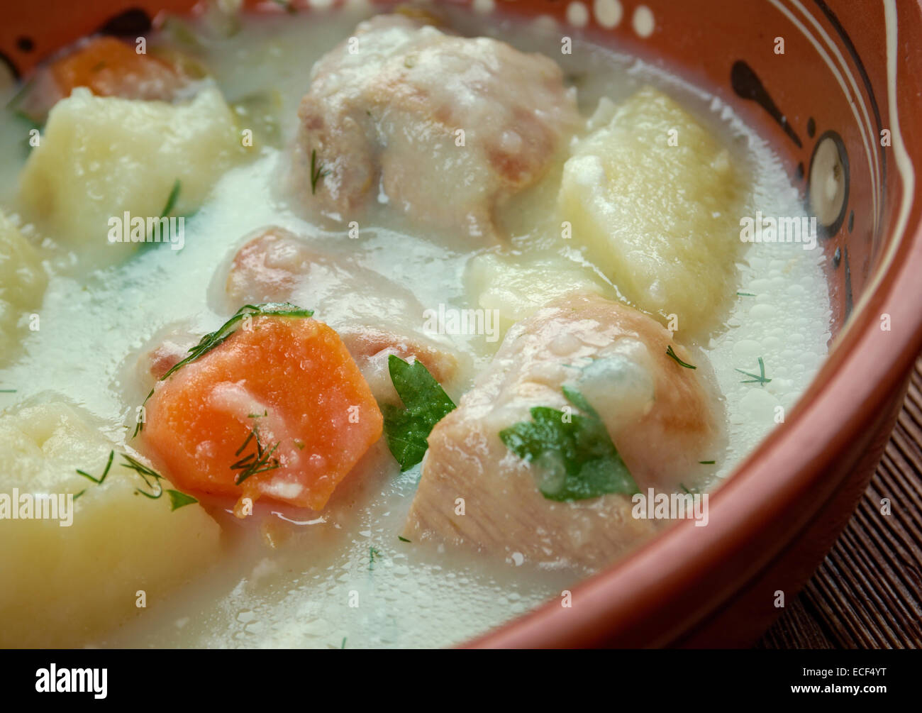 klimppisoppa - Finnish Beef and Dumpling Soup from Finland Stock Photo