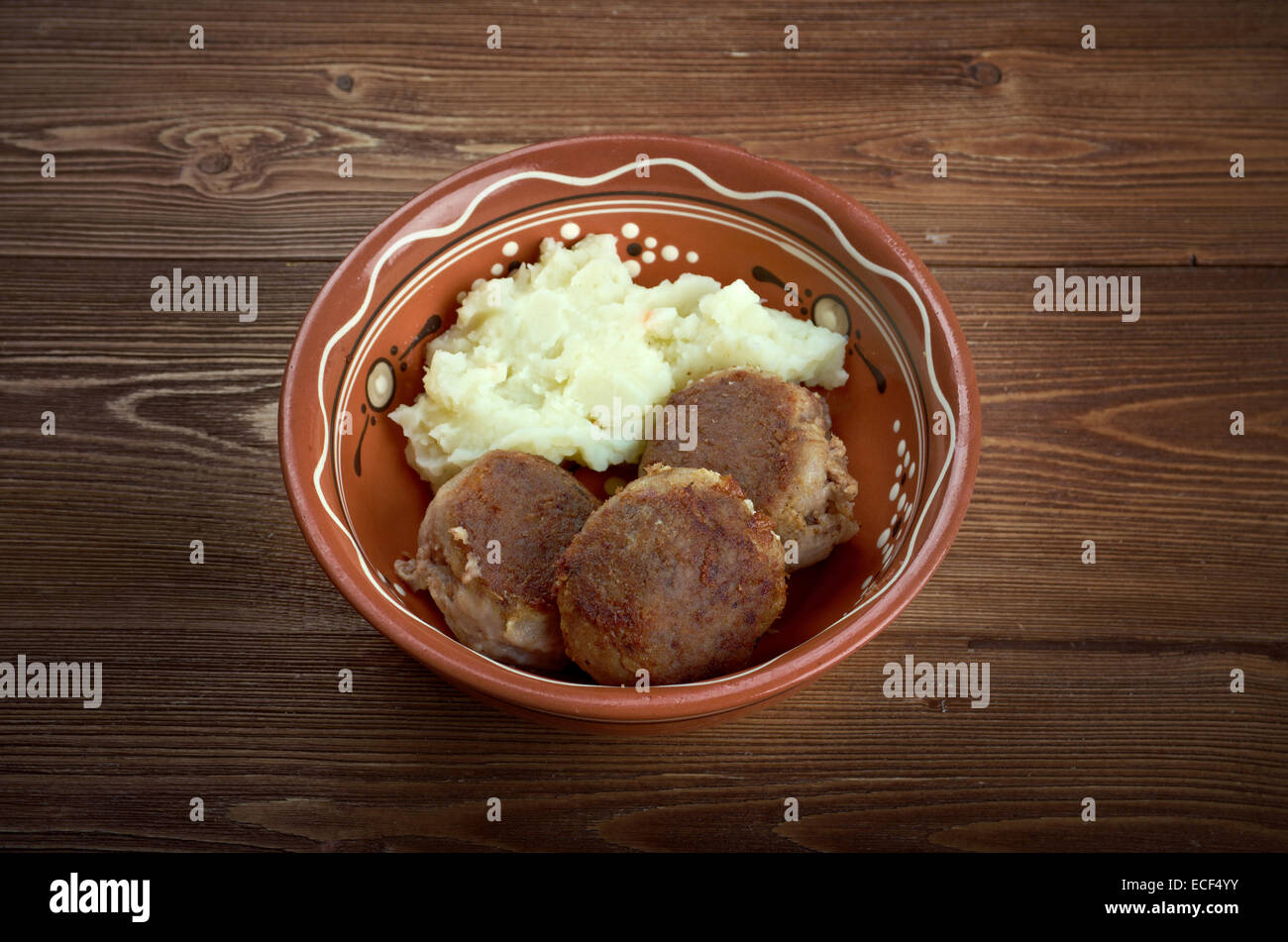 Scotch Collops.Scottish national dish of beef, herring and onions Stock ...