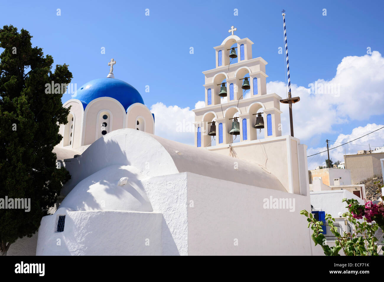 Blue domed church Akrotiri Santorini Greece Stock Photo - Alamy