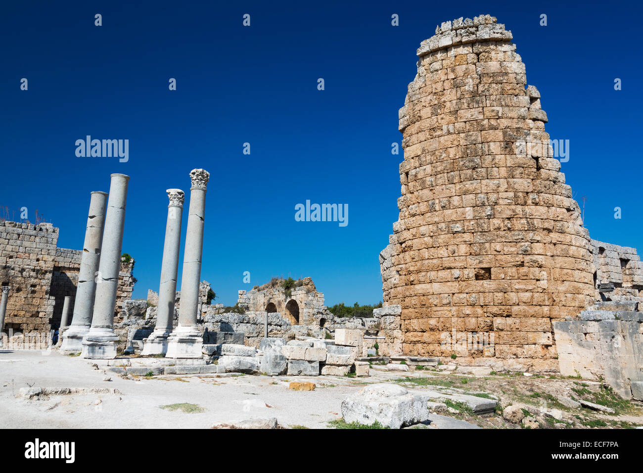 Hellenistic city gate in Perge Stock Photo