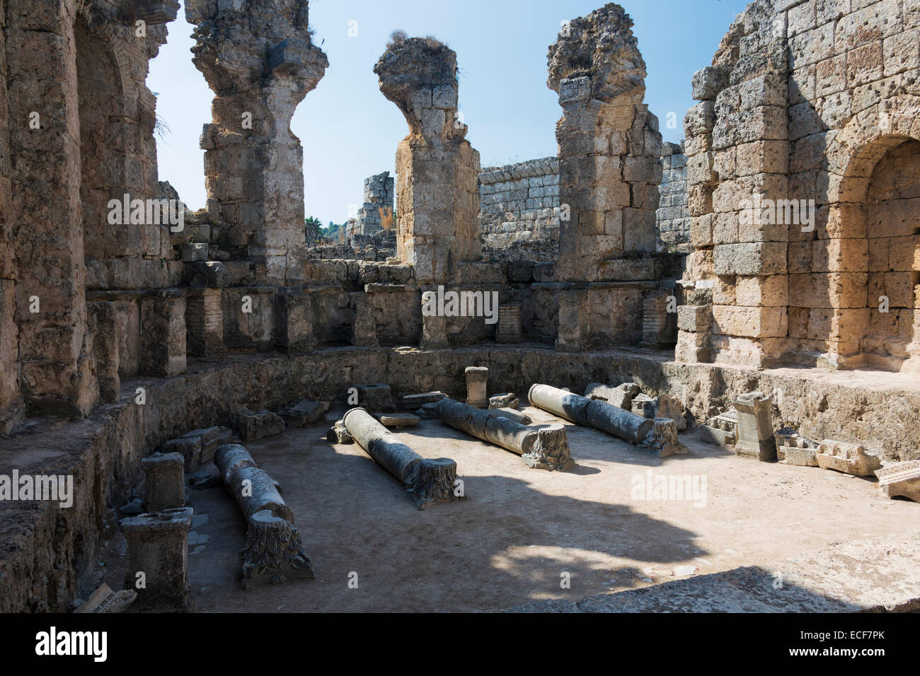 Entrance of the bathhouse of Perge Stock Photo