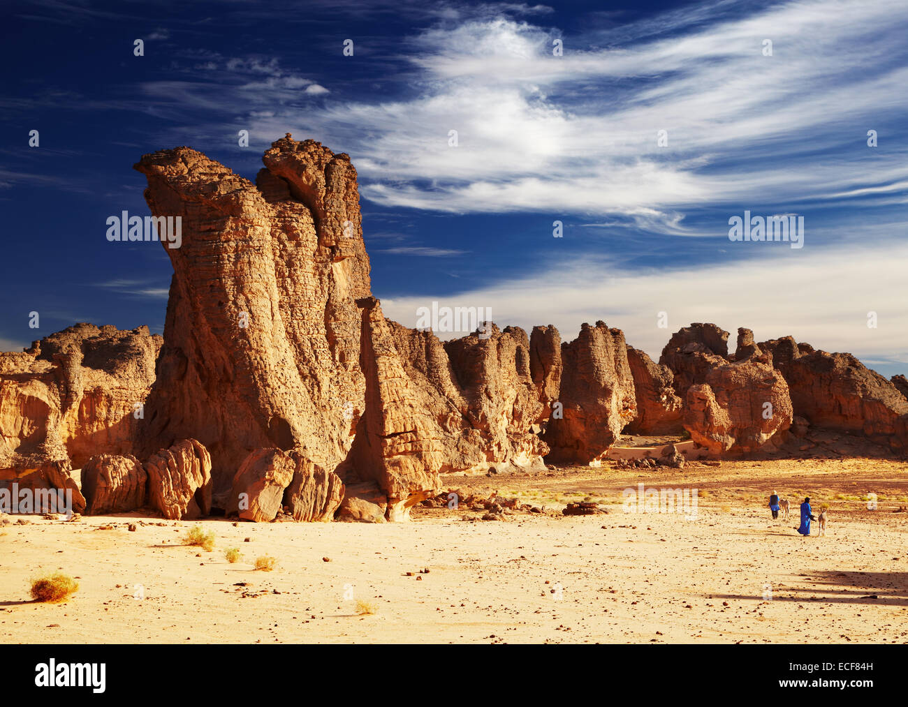 Bizarre sandstone cliffs in Sahara Desert, Tassili N'Ajjer, Algeria Stock Photo