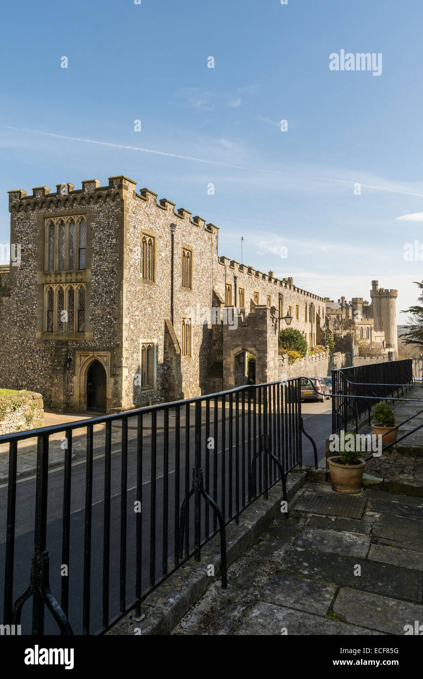 London Road and St Wilfred's Priory, Arundel, West Sussex Stock Photo