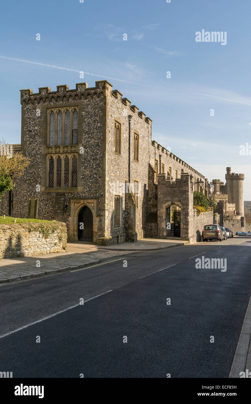London Road and St Wilfred's Priory, Arundel, West Sussex Stock Photo
