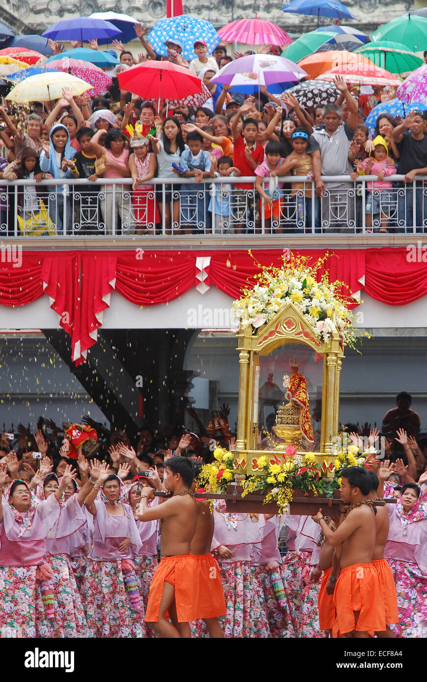 Waiving to Santo Nino, Sinulog Stock Photo