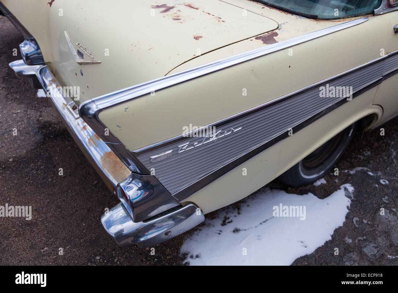 Chevrolet Bel Air car detail in Cheyenne, Wyoming, USA Stock Photo Alamy