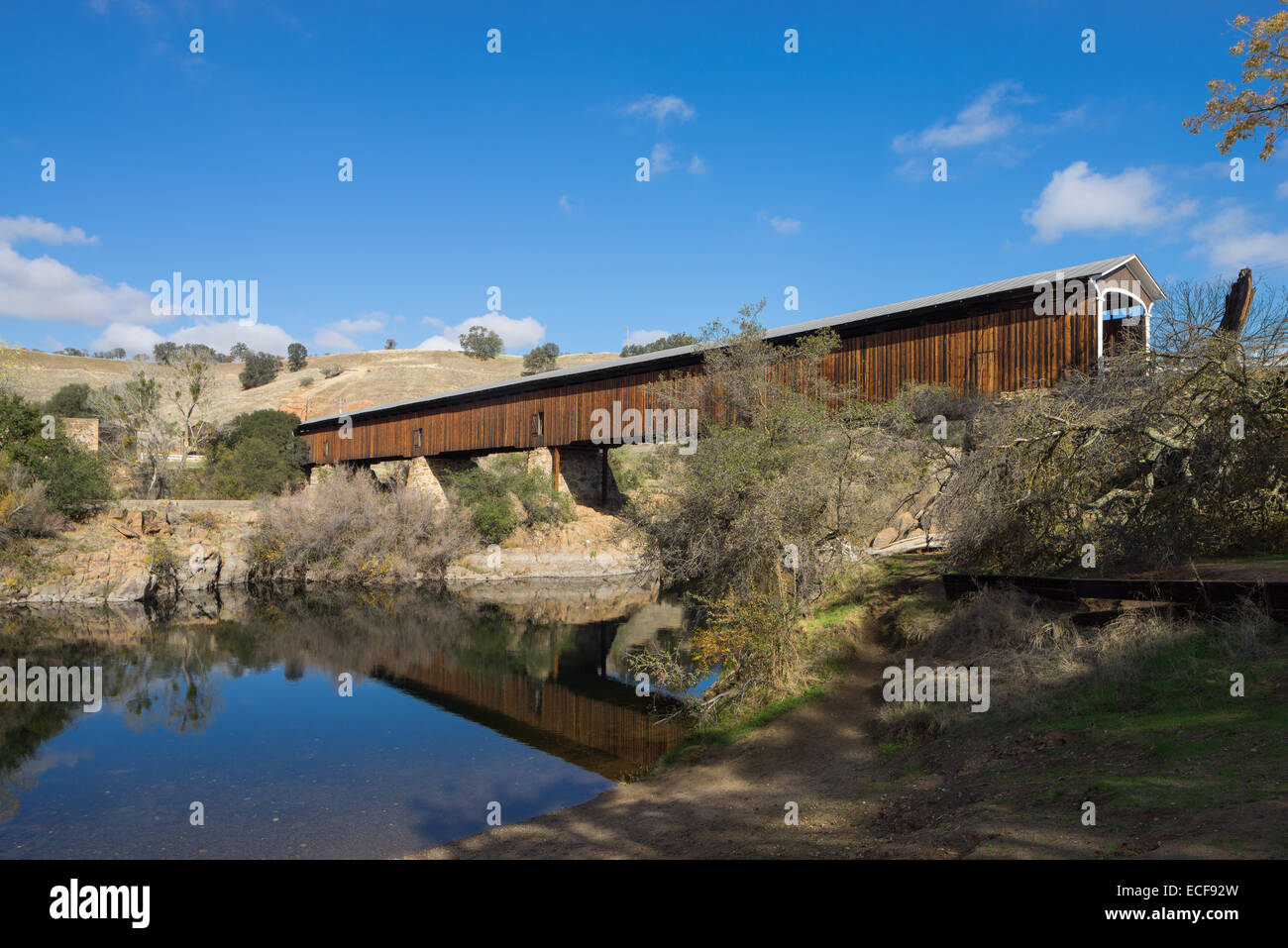 Covered bridge at Knights Ferry, CA Stock Photo Alamy