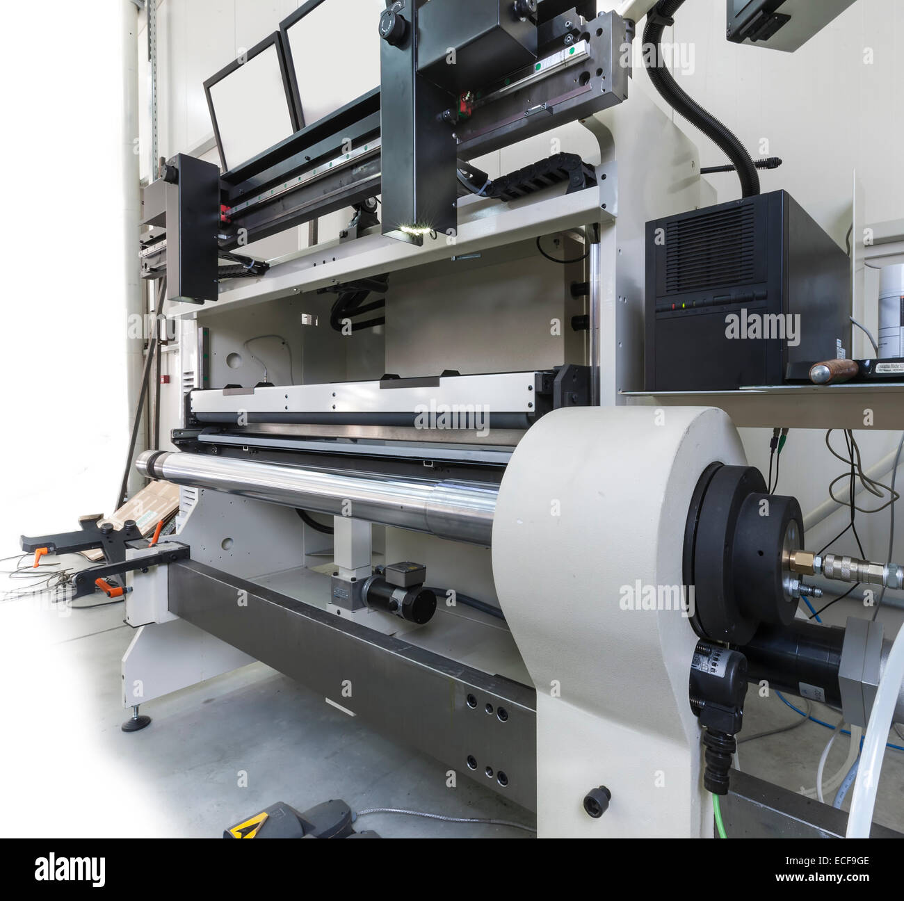 Offset printer for labels and flexible packaging, Stock Photo