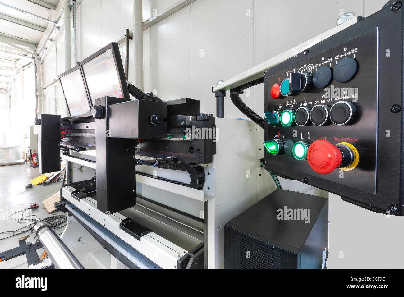 Offset printer for labels and flexible packaging, Stock Photo