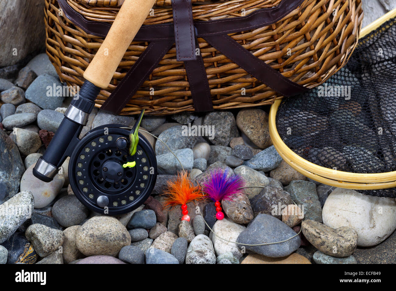 Fishing rod and creel hi-res stock photography and images - Alamy