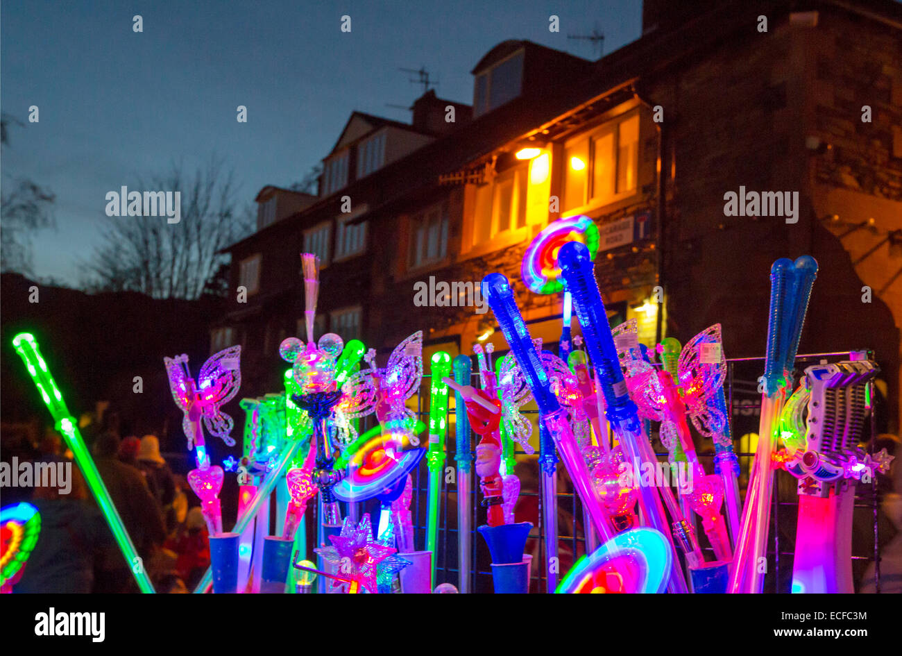 Neon light toys for sale at a stall in Ambleside, UK Stock Photo - Alamy