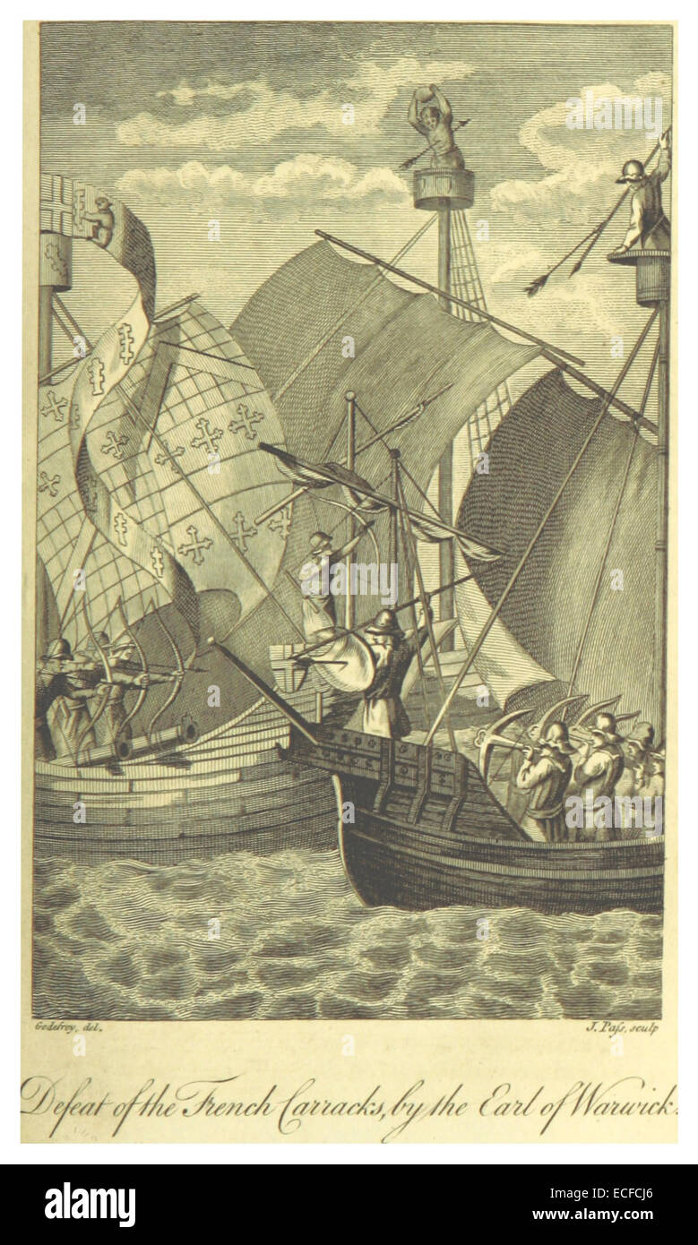 MANTE(1800) p2.069 DEFEAT OF THE FRENCH CARRACKS BY THE EARL OF WARWICK Stock Photo