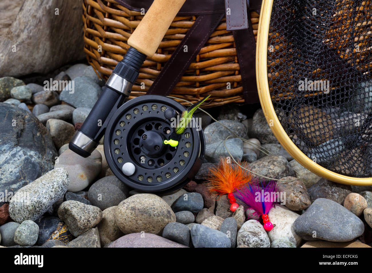 Fishing rod and creel hi-res stock photography and images - Alamy