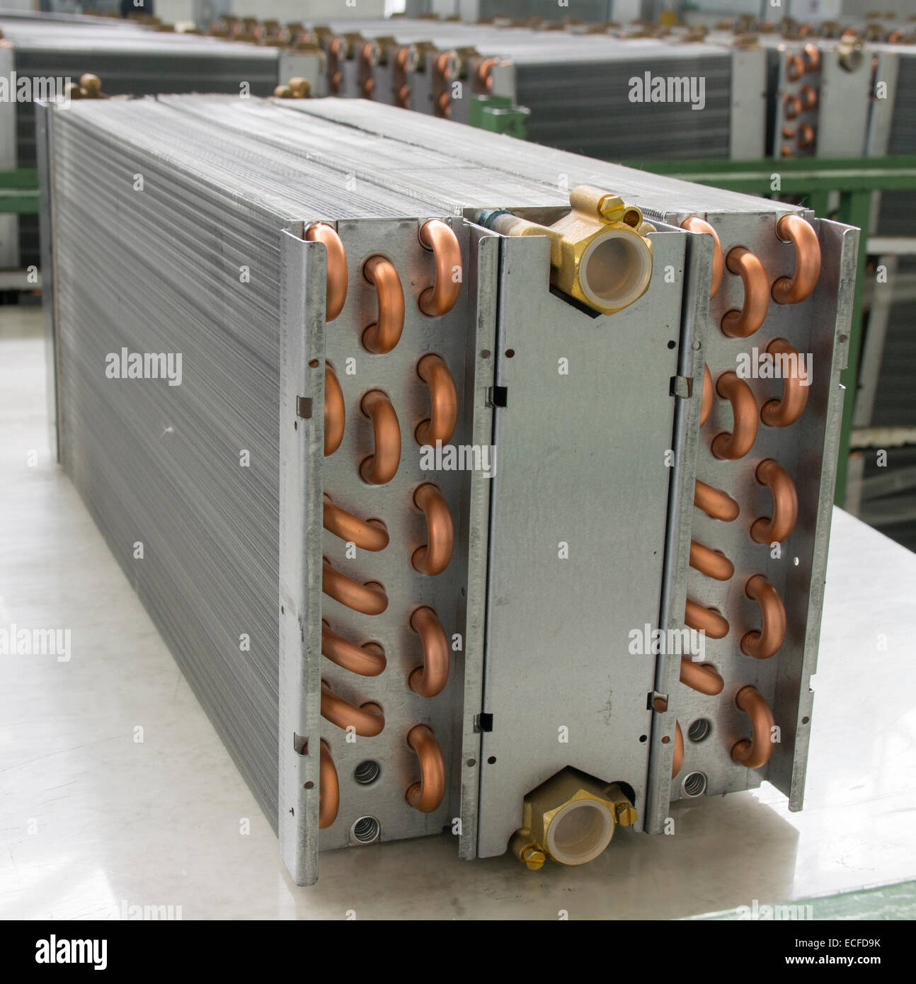 Aluminum heat exchanger Stock Photo