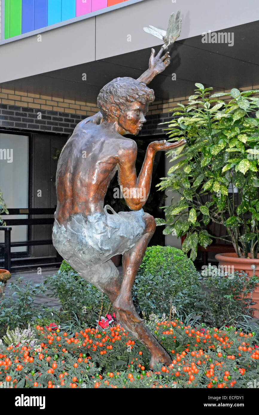 Peter Pan statue in small garden Great Ormond Street hospital for Stock