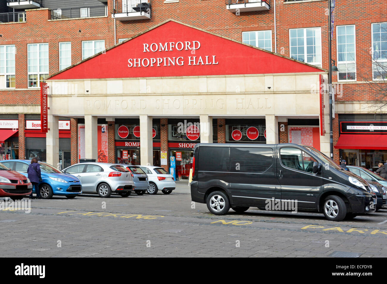 Romford Shopping Hall and car parking in the Market Place on a non
