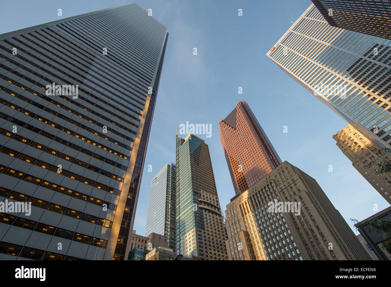Tall office buildings in the downtown financial district of Toronto ...